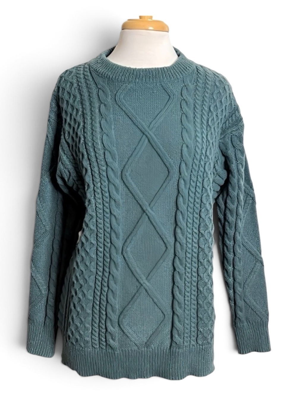 Aelfric Eden Cable Knit Oversized Sweater Women M Green Chunky Vintage Pullover